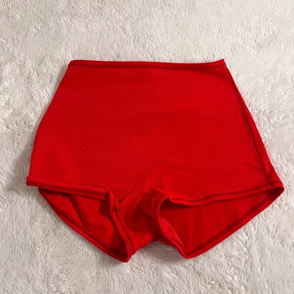SKIMS Cotton Jersey Boy Short Red High Waist PN-BOY-4462 Size Small Soft Stretch